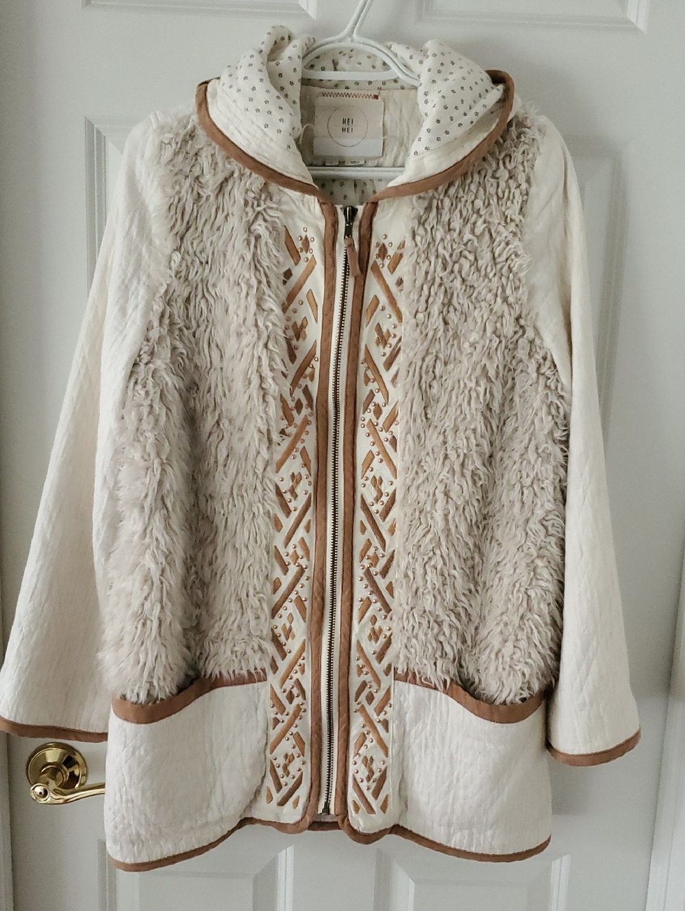 Hei Hei Anthropologie Highlands Faux Fur Trim Hooded Coat Jacket Size S